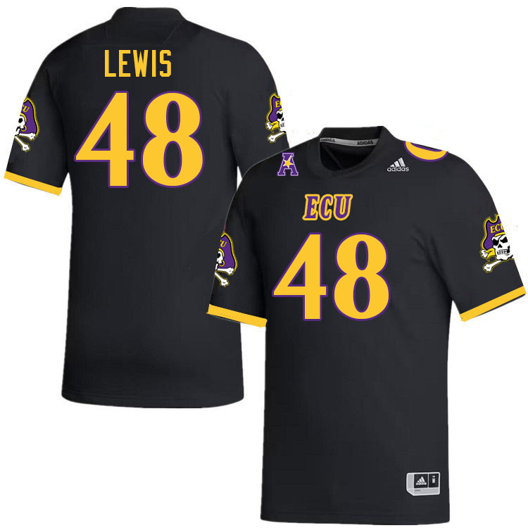 #48 Landon Lewis East Carolina Pirates College Football Jersey Stitched-Black